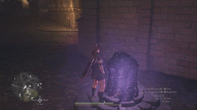 Arisen stood next to the Portcrystal in Vernworth