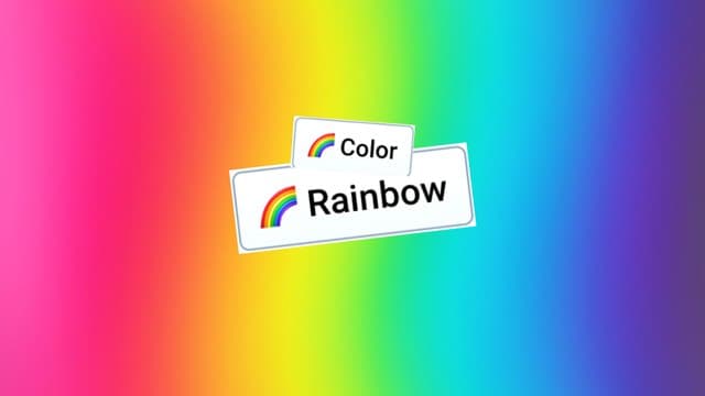 Infinite Craft Color and Rainbow block atop a blurred rainbow-colored backdrop